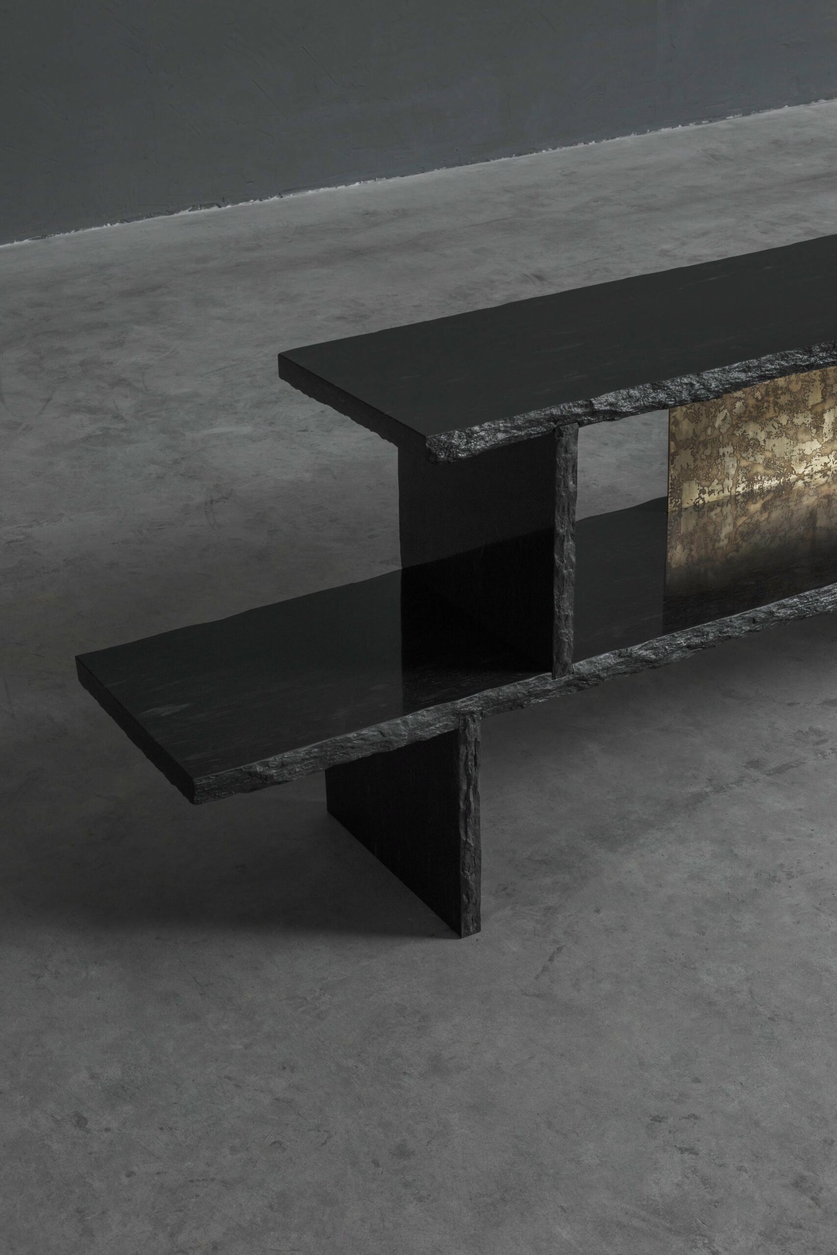 Brass and Slate Sculpted Buffet by Frederic Saulou 3