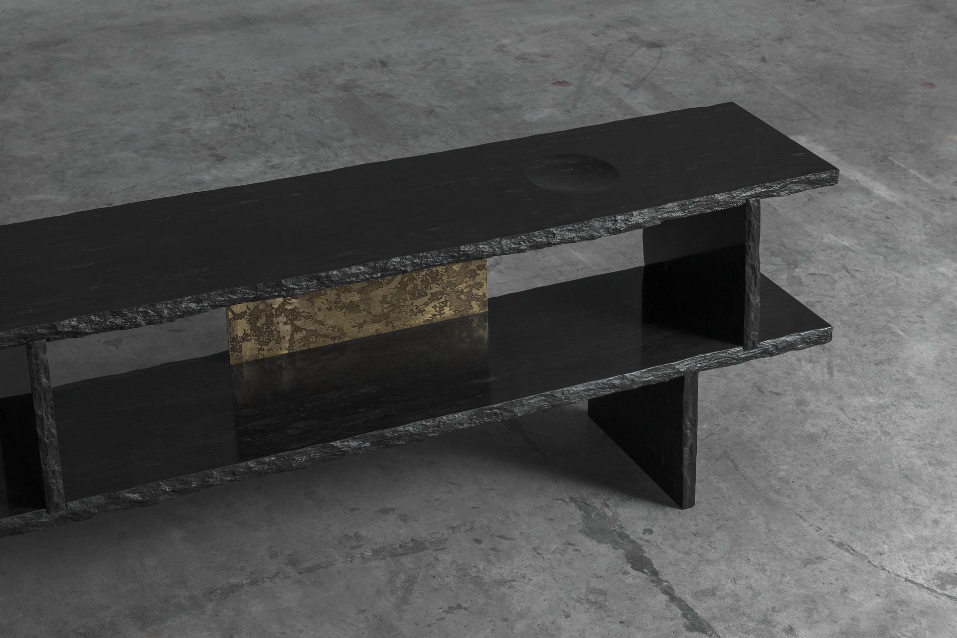 Brass and Slate Sculpted Buffet by Frederic Saulou 6