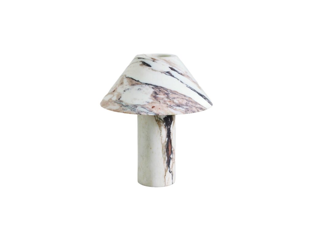 Contemporary Large Calacatta Viola Pillar Lamp by Henry Wilson 1
