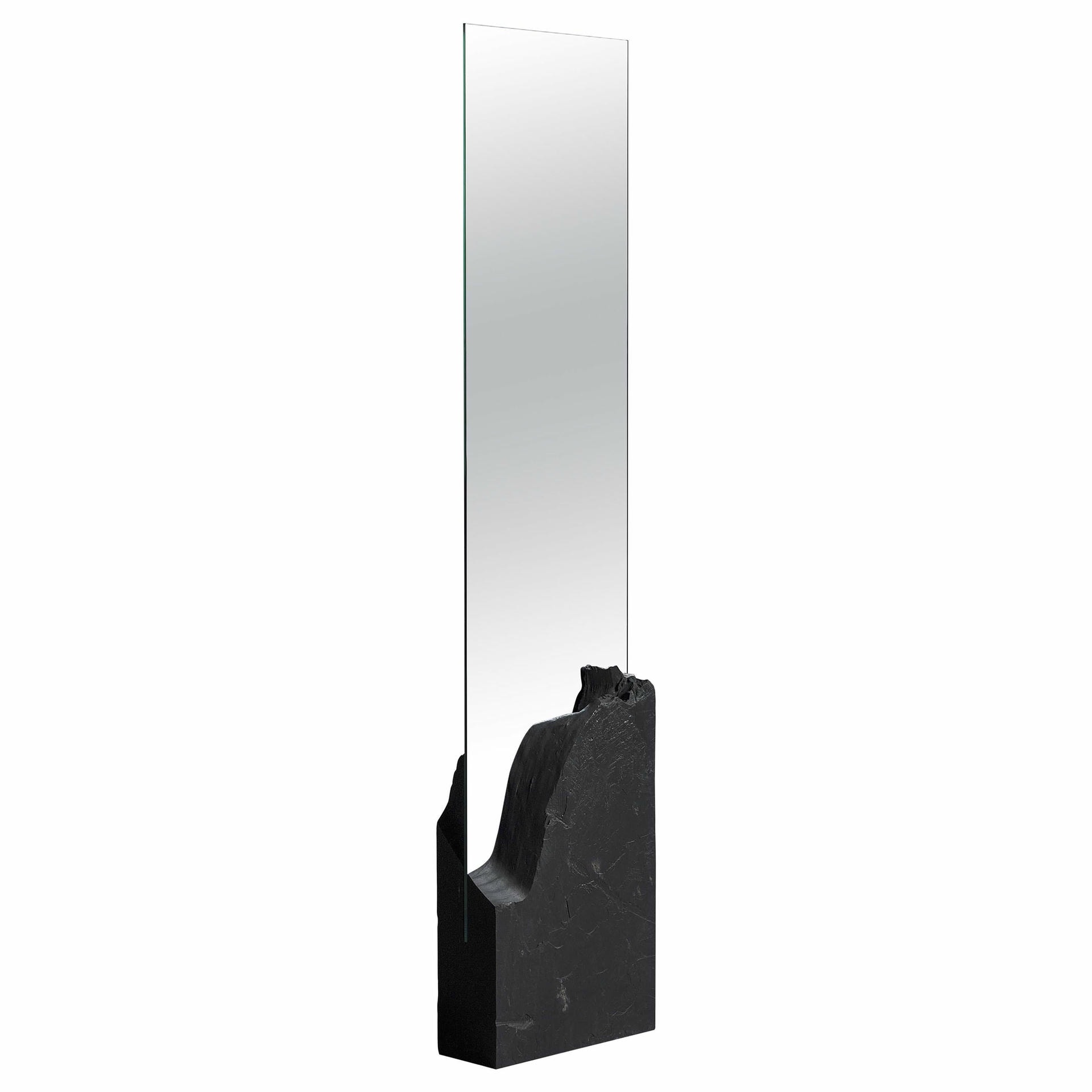 Farouche,Unique Slate Sculpted Mirror by Frederic Saulou 1