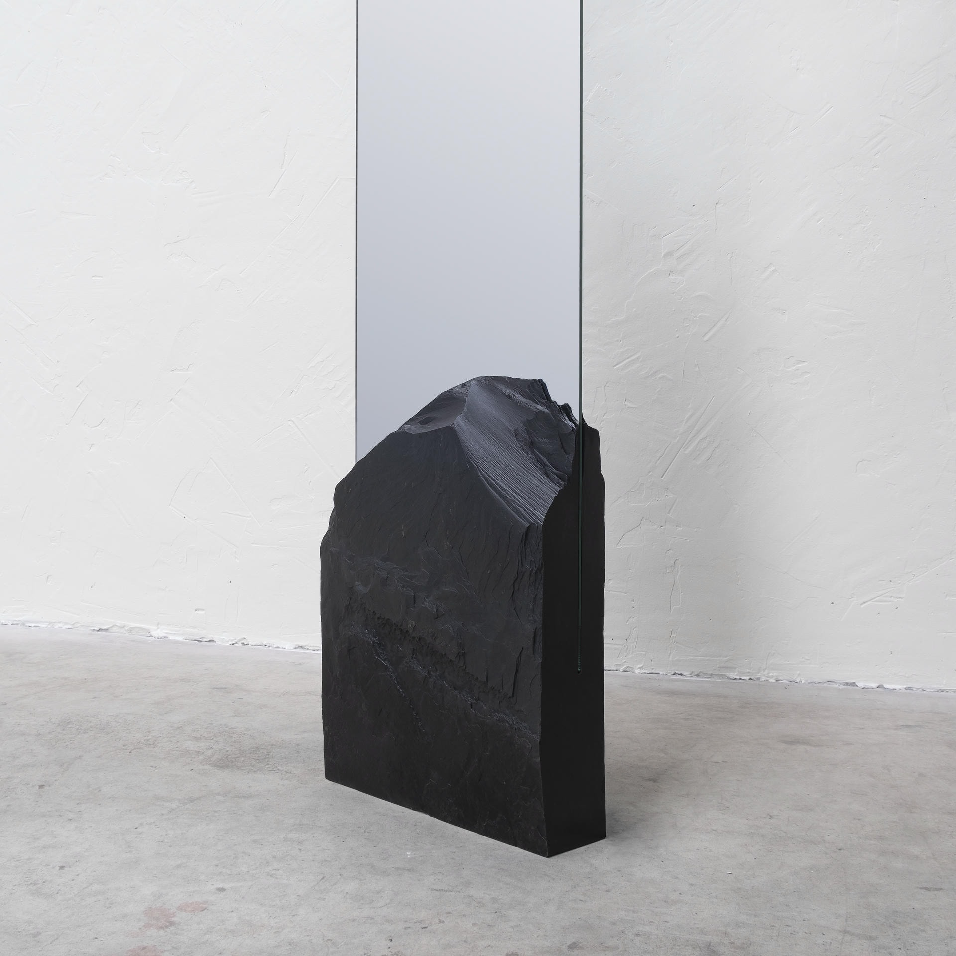 Farouche,Unique Slate Sculpted Mirror by Frederic Saulou 4