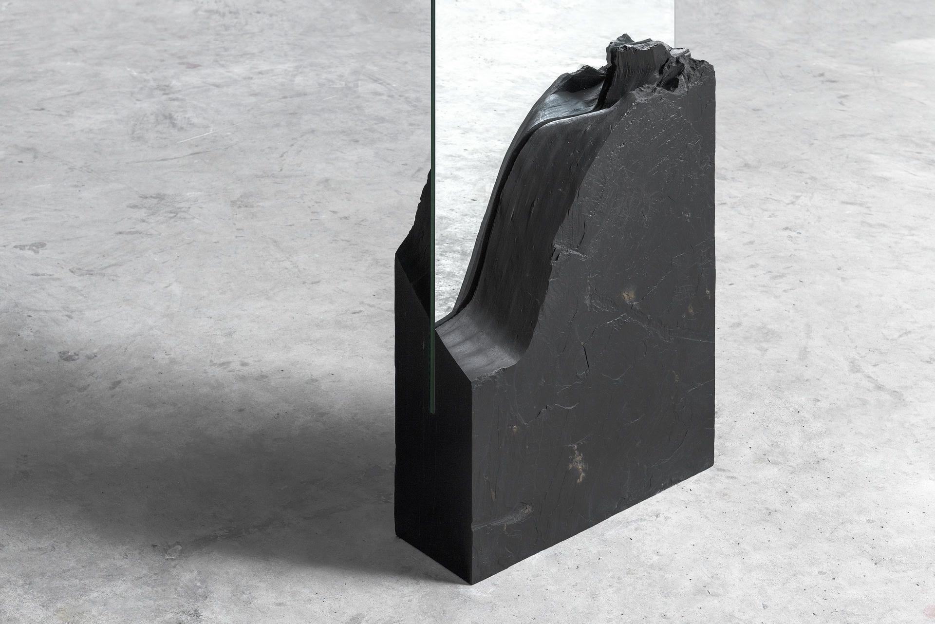 Farouche,Unique Slate Sculpted Mirror by Frederic Saulou 7