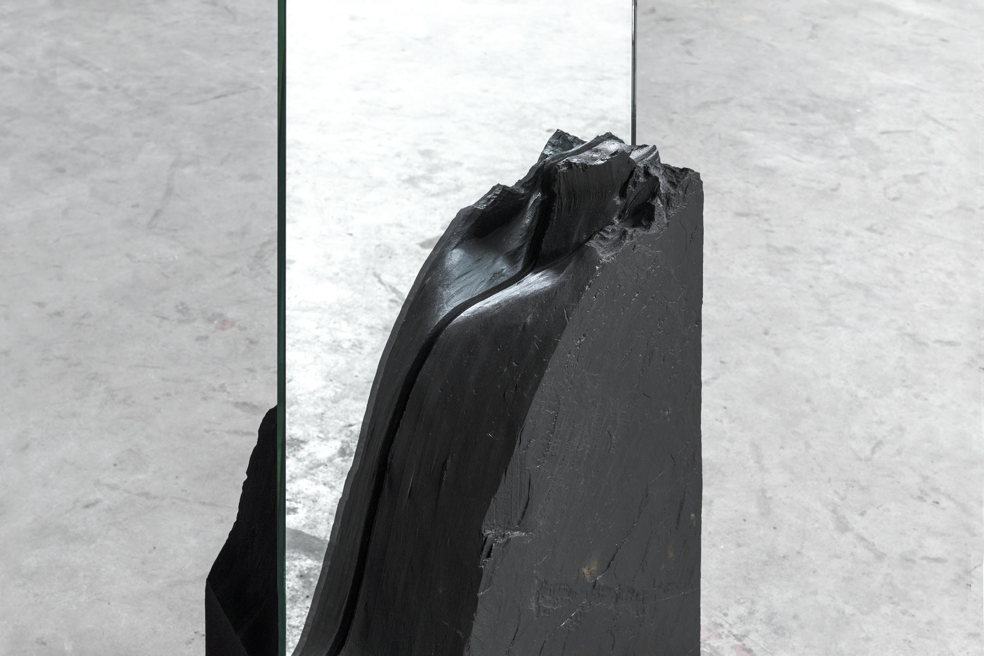 Farouche,Unique Slate Sculpted Mirror by Frederic Saulou 8