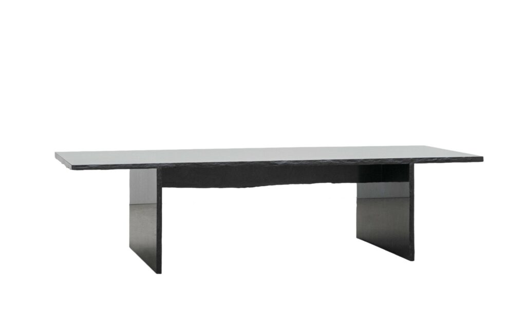 Frustre II Black Slate Sculpted Low Table by Frederic Saulou 1