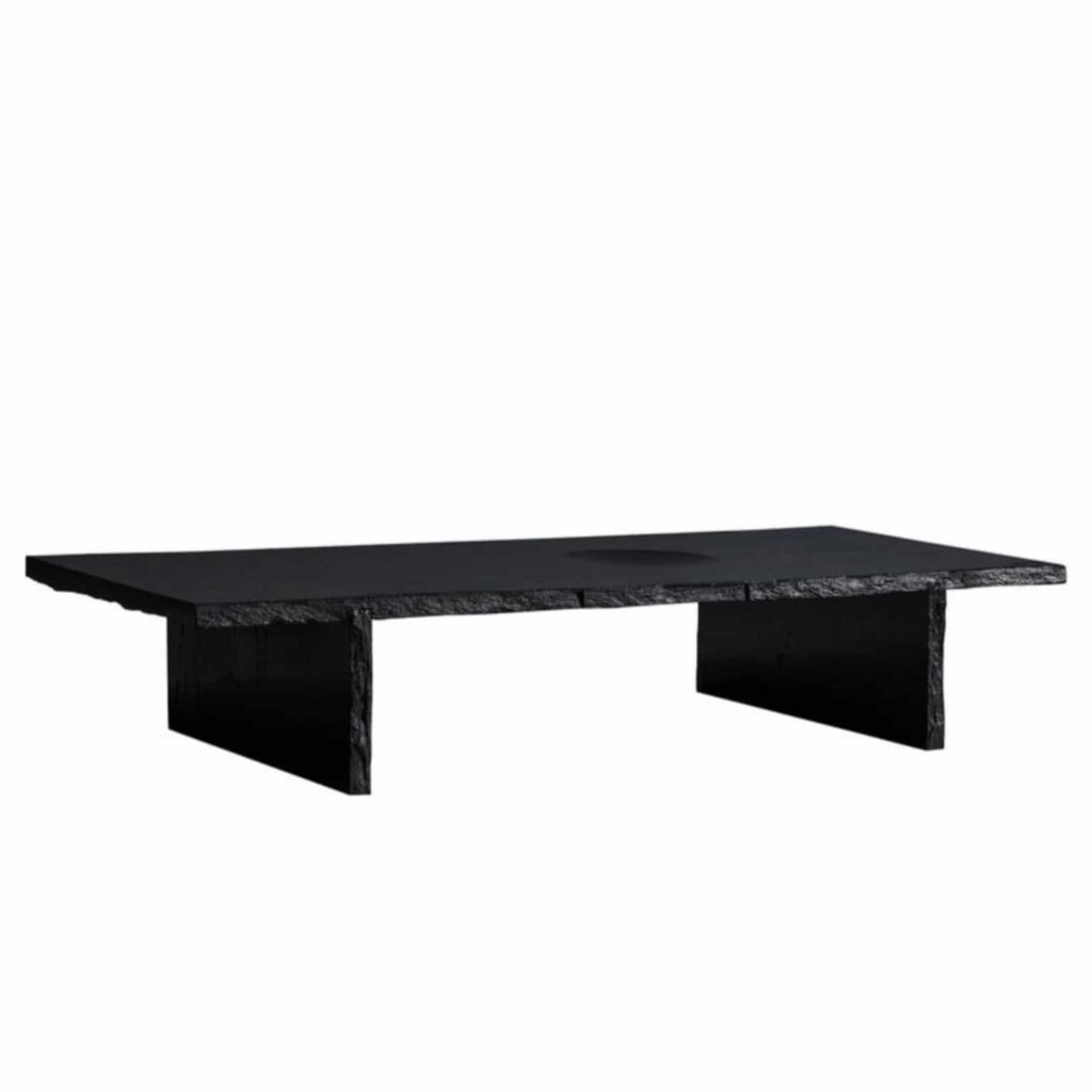 Frustre II Black Slate Sculpted Low Table by Frederic Saulou 16