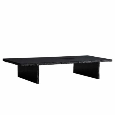 Frustre II Black Slate Sculpted Low Table by Frederic Saulou