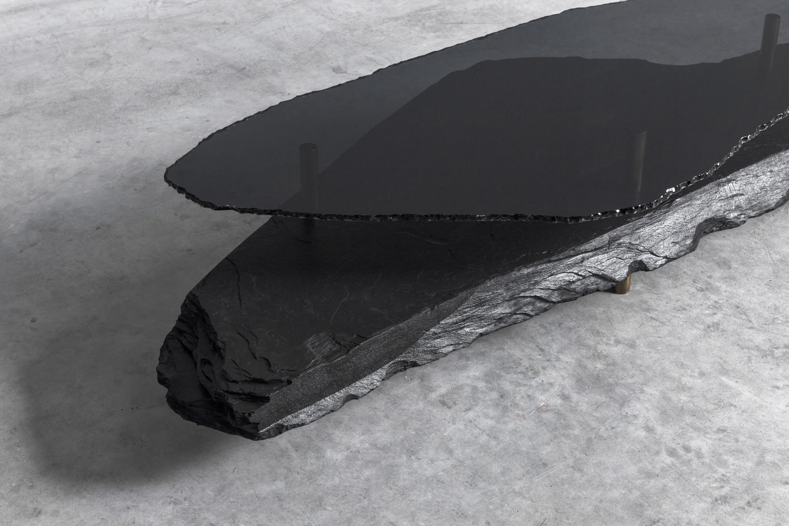 Hardie Unique Slate Sculpted Coffee Table by Frederic Saulou 3
