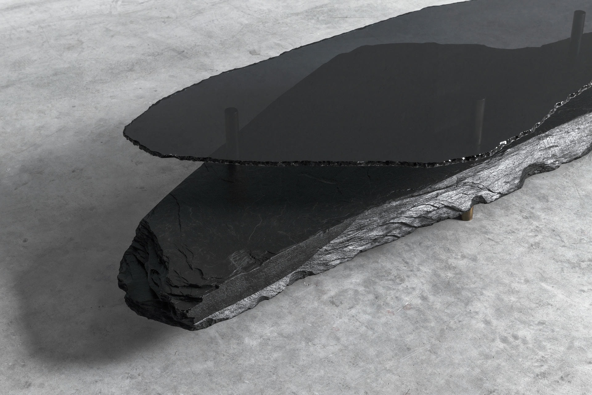 Hardie Unique Slate Sculpted Coffee Table by Frederic Saulou 3