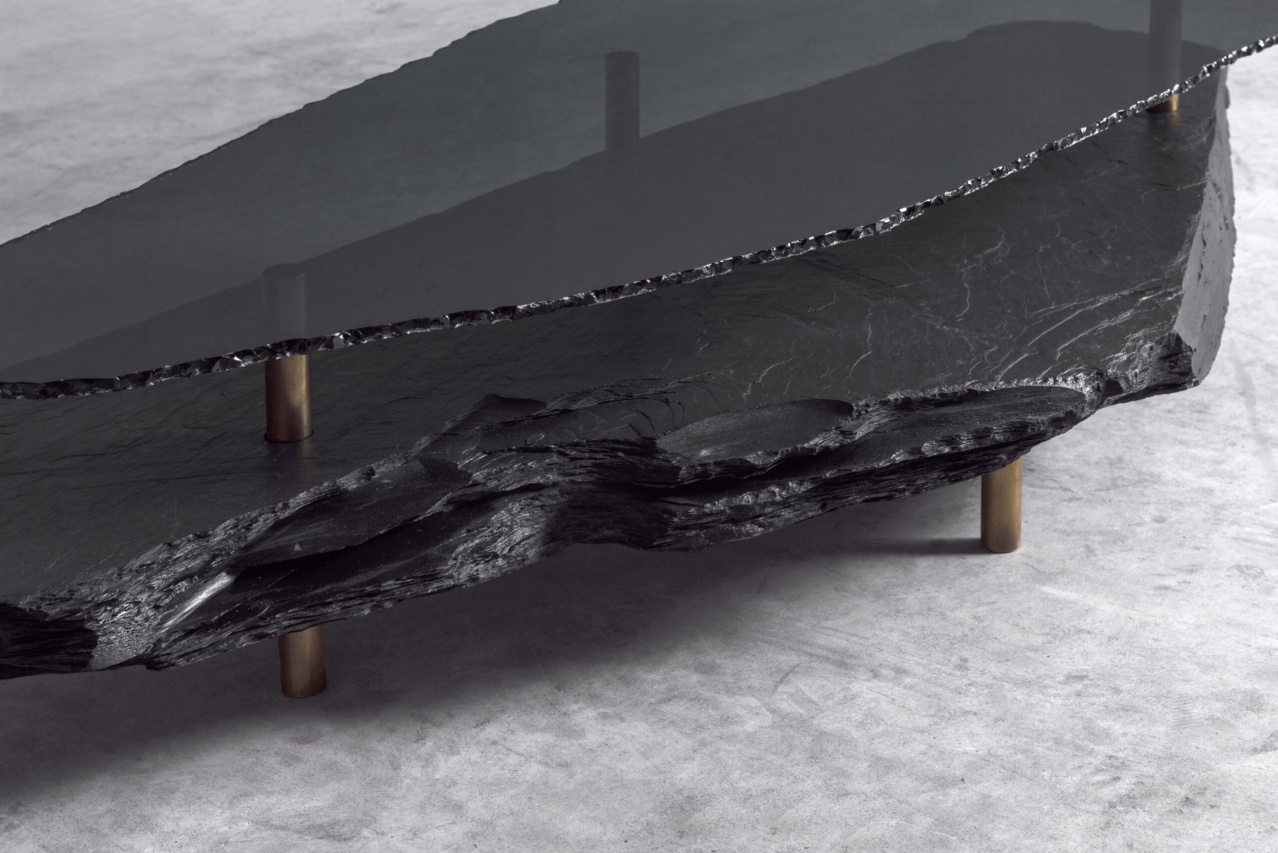 Hardie Unique Slate Sculpted Coffee Table by Frederic Saulou 4