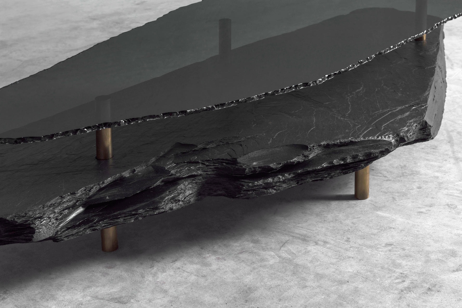 Hardie Unique Slate Sculpted Coffee Table by Frederic Saulou 4