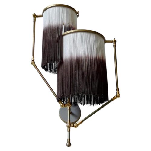 No 23 Brown Charme Fringes Dip Dyed Contemporary Sconce Lamp by Sander Bottinga 1