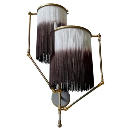 No 23 Brown Charme Fringes Dip Dyed Contemporary Sconce Lamp by Sander Bottinga 1
