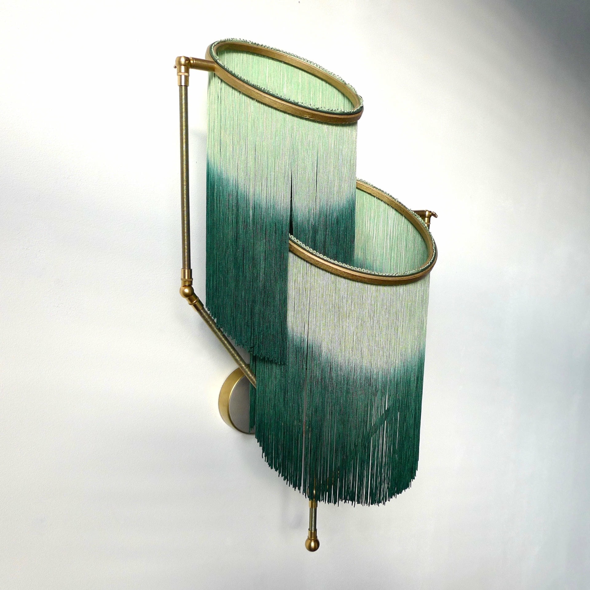 No 23 Brown Charme Fringes Dip Dyed Contemporary Sconce Lamp by Sander Bottinga 10