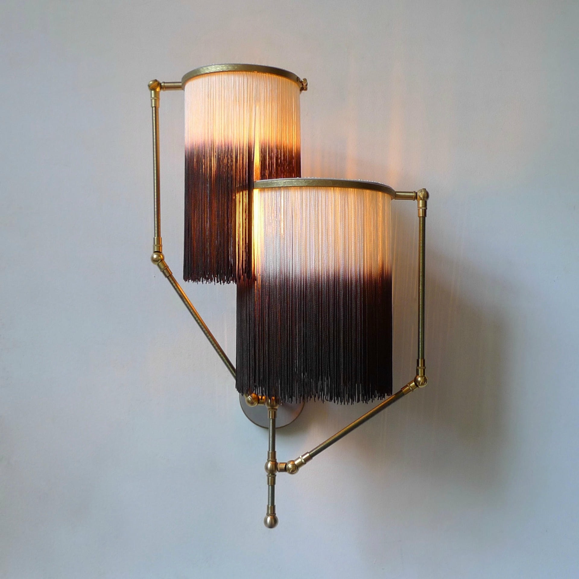 No 23 Brown Charme Fringes Dip Dyed Contemporary Sconce Lamp by Sander Bottinga 2