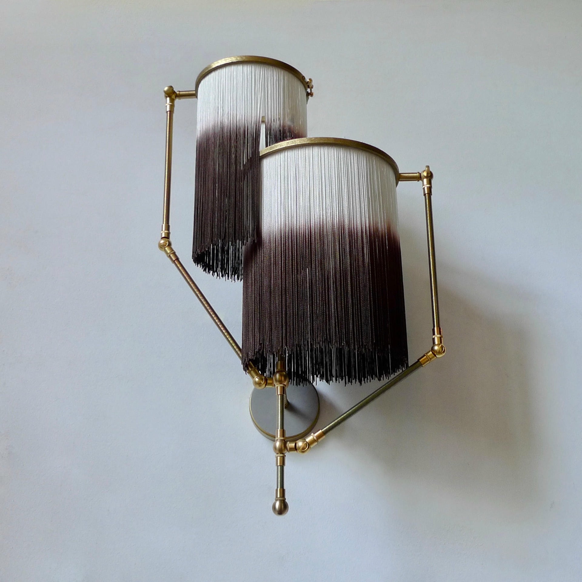 No 23 Brown Charme Fringes Dip Dyed Contemporary Sconce Lamp by Sander Bottinga 4