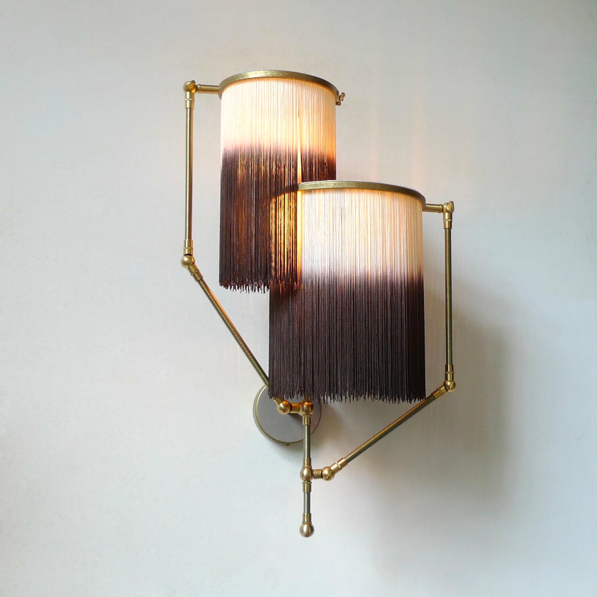 No 23 Brown Charme Fringes Dip Dyed Contemporary Sconce Lamp by Sander Bottinga 5