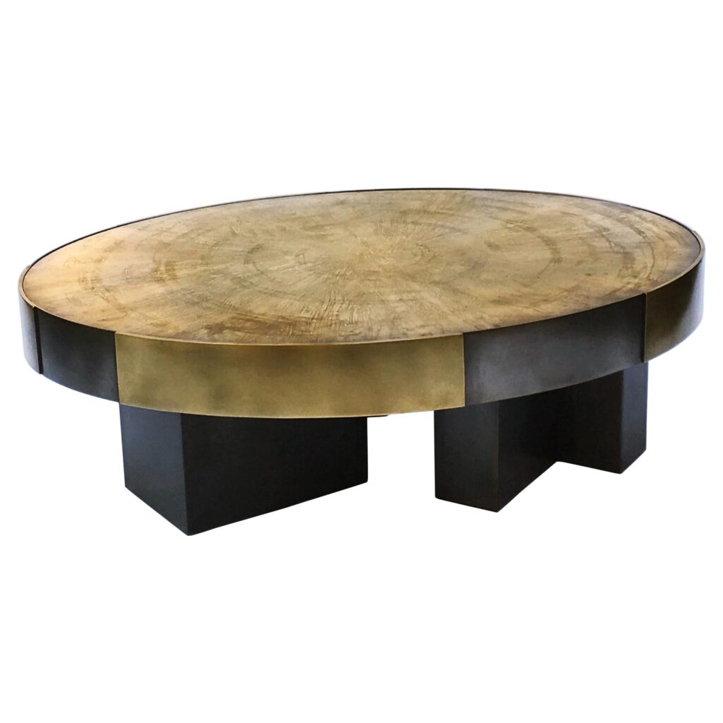 Phaux Brass Coffee Table Signed by Stefan Leo 1