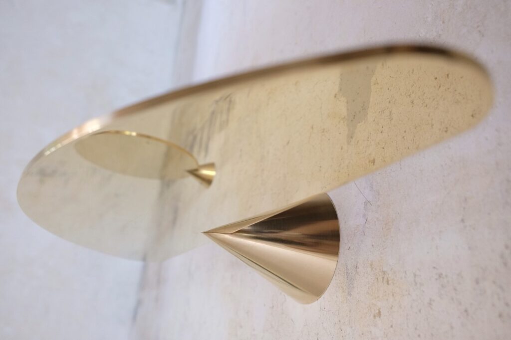 Polished Brass Floating Shelves Signed by Chanel Kapitanj, Medium 1