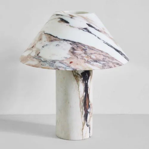 Large Calacatta Viola Pillar Lamp by Henry Wilson - PHILIA