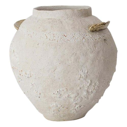 Isolated Brass and Glaze Stoneware Vase Raquel Vidal and Pedro Paz