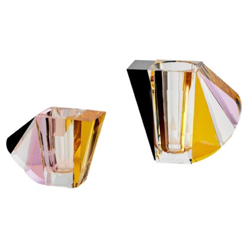 Pair of NYC Contemprary Vases, Hand Sculpted Contemporary Crystal 1