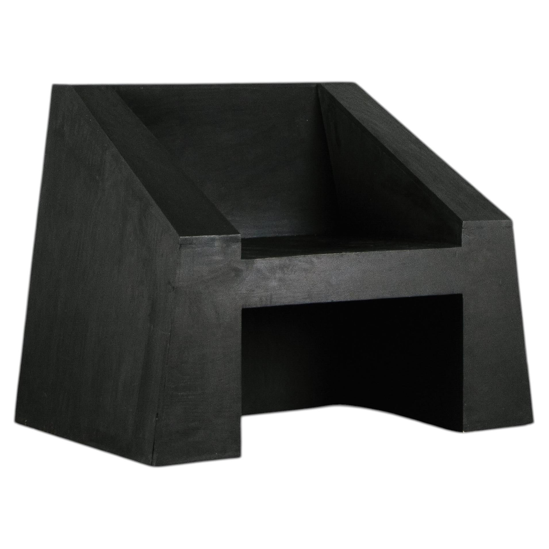 Black Plywood Sculpted Block Form Contemporary Chair by Lucas Tyra Morten 1