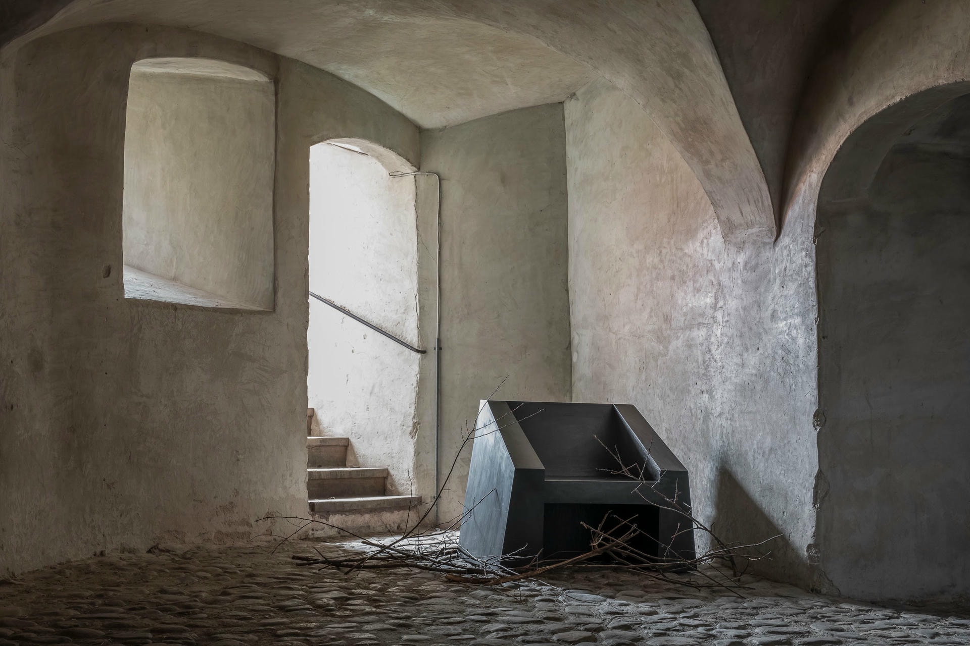 Black Plywood Sculpted Block Form Contemporary Chair by Lucas Tyra Morten 3