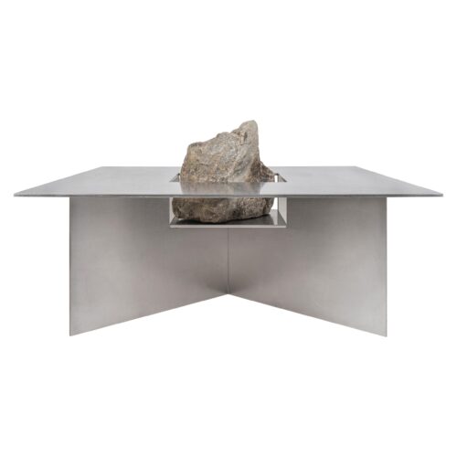 Contemporary Linear Stainless Steel Bench with Natural Stone by Lee Sisan 1