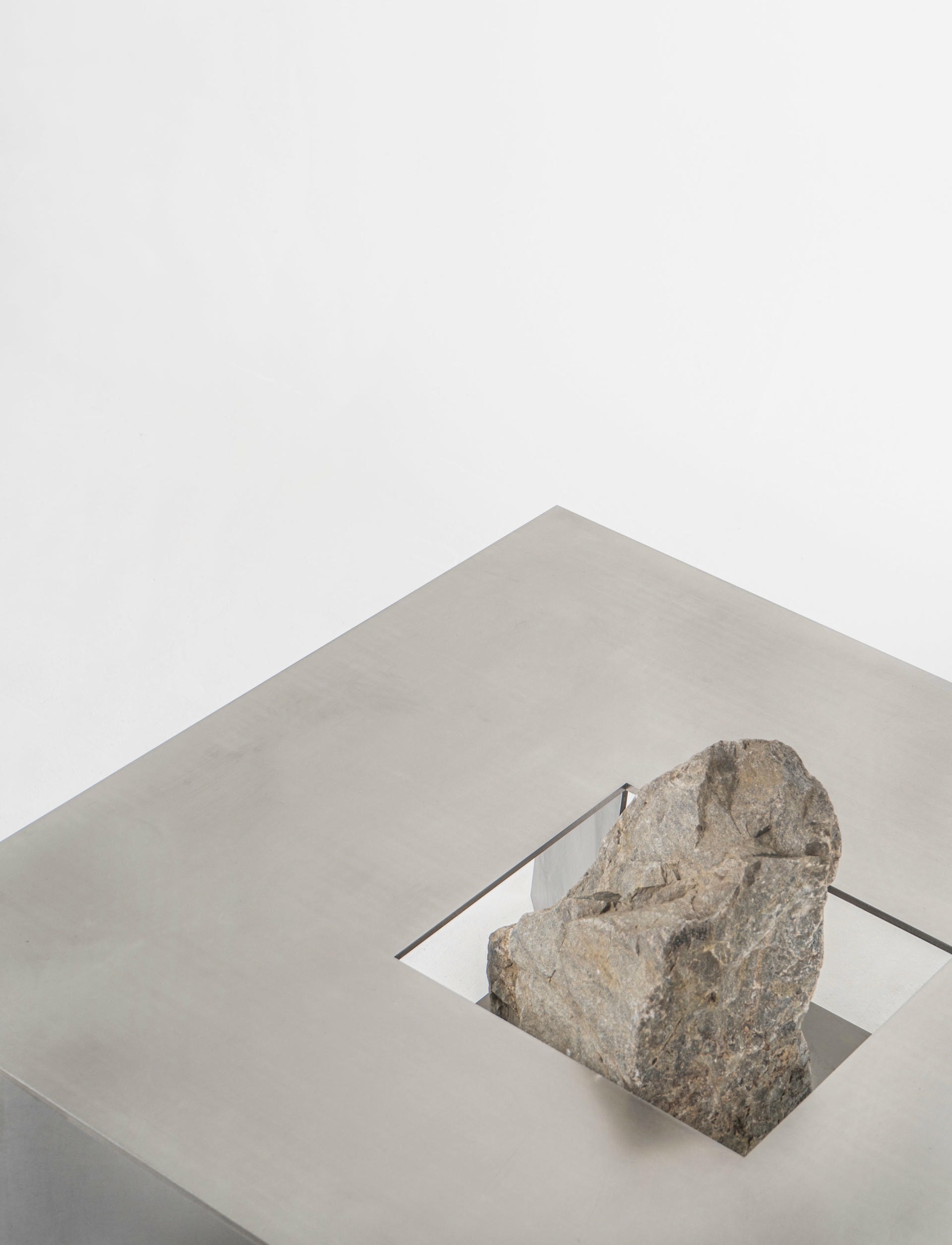 Contemporary Linear Stainless Steel Bench with Natural Stone by Lee Sisan 2