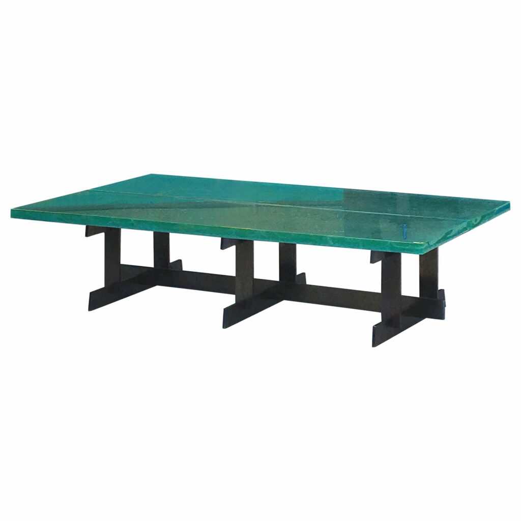 Lava Coffee Table by SB26 Modern Design with Glass Blue Steel 1