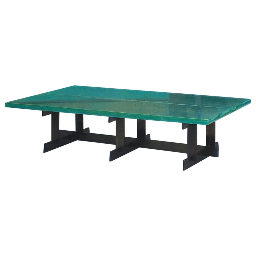 Lava Coffee Table by SB26 Modern Design with Glass Blue Steel 1