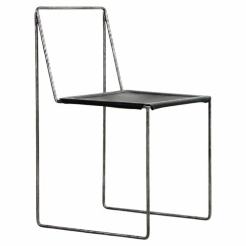 Minimalist Unique Design Black Iron Chair Leather Seat by Lucas Tyra Morten 1