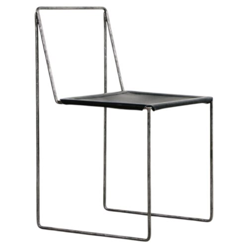 Minimalist Unique Design Black Iron Chair Leather Seat by Lucas Tyra Morten 1