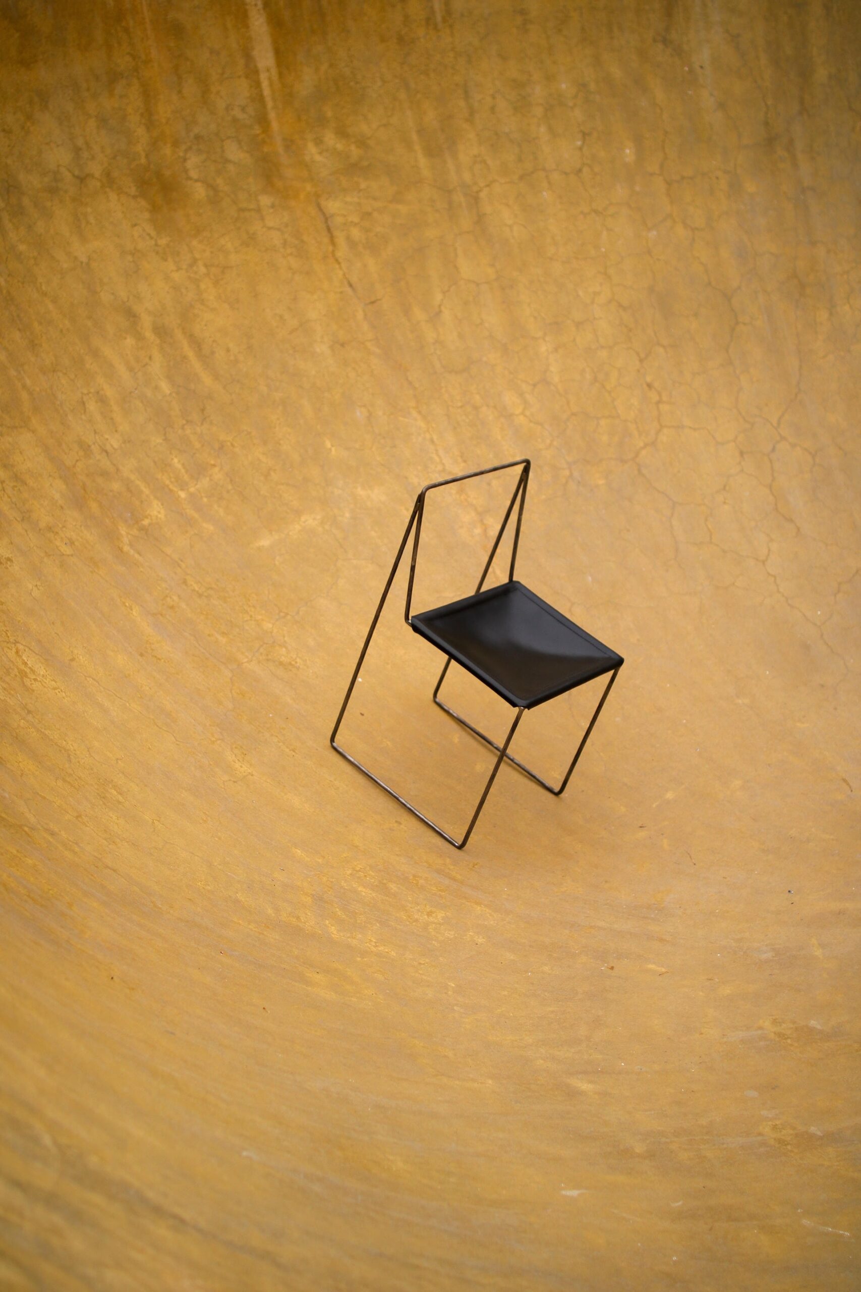 Minimalist Unique Design Black Iron Chair Leather Seat by Lucas Tyra Morten 3