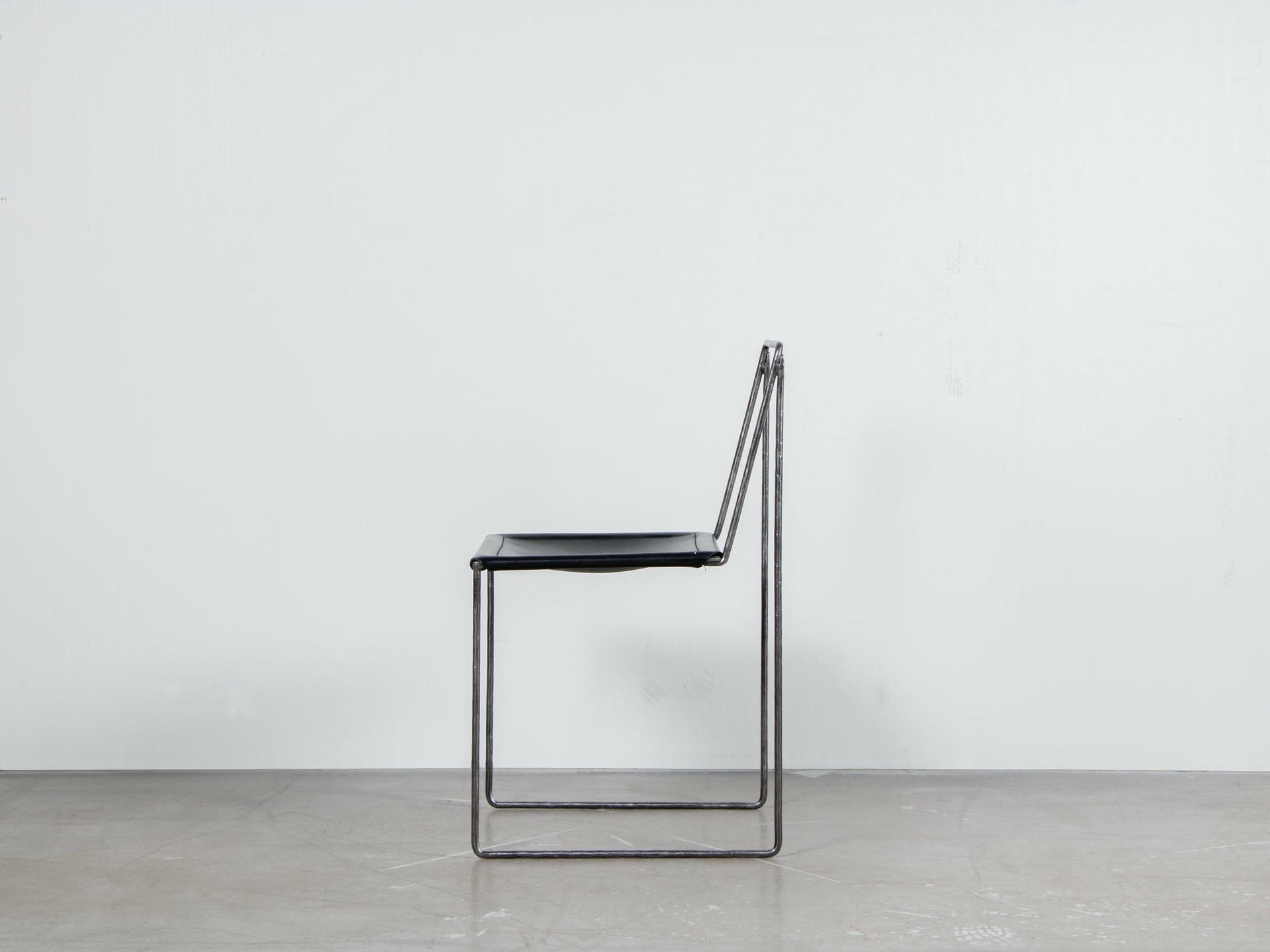 Minimalist Unique Design Black Iron Chair Leather Seat by Lucas Tyra Morten 5