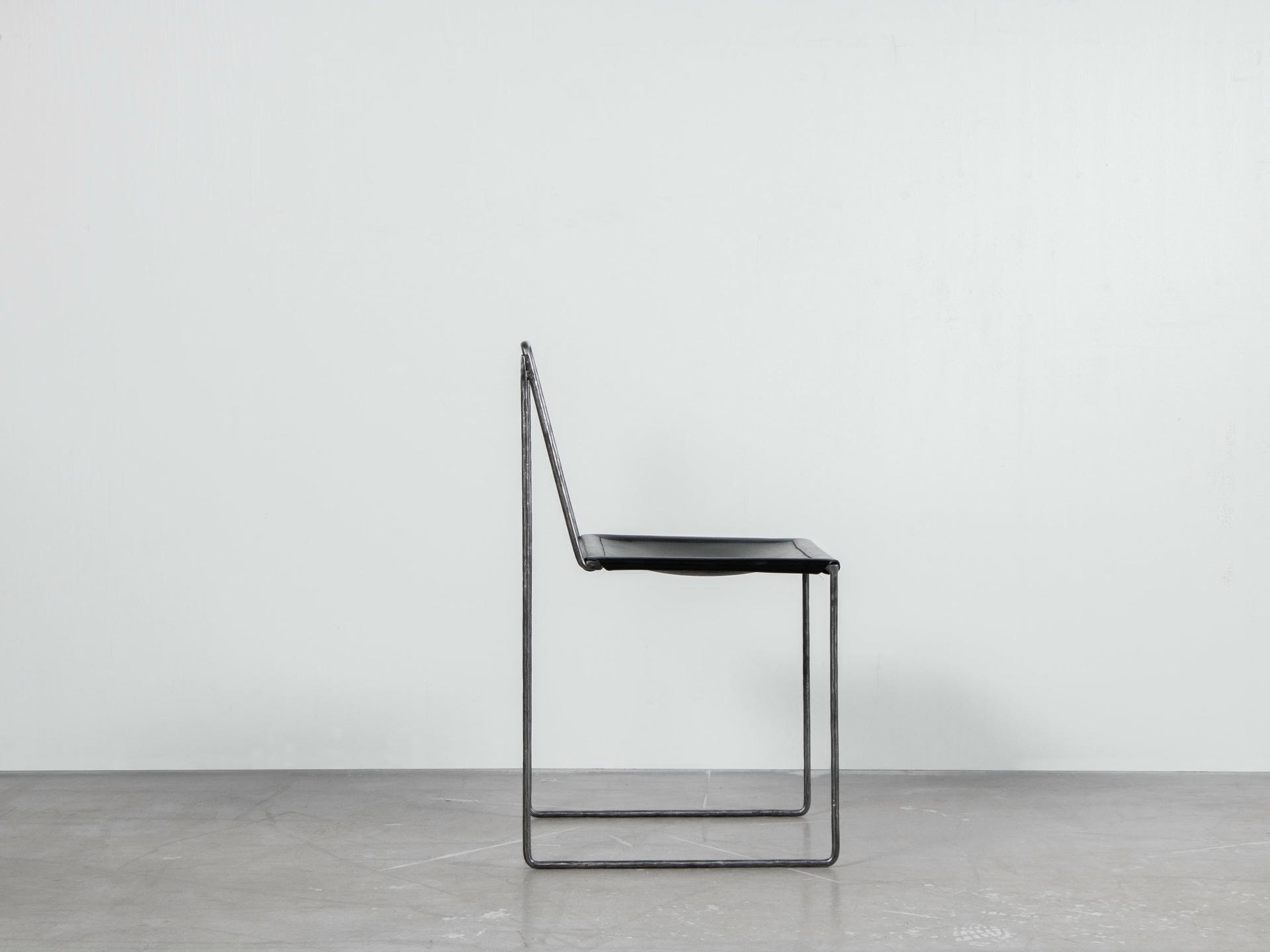 Minimalist Unique Design Black Iron Chair Leather Seat by Lucas Tyra Morten 6