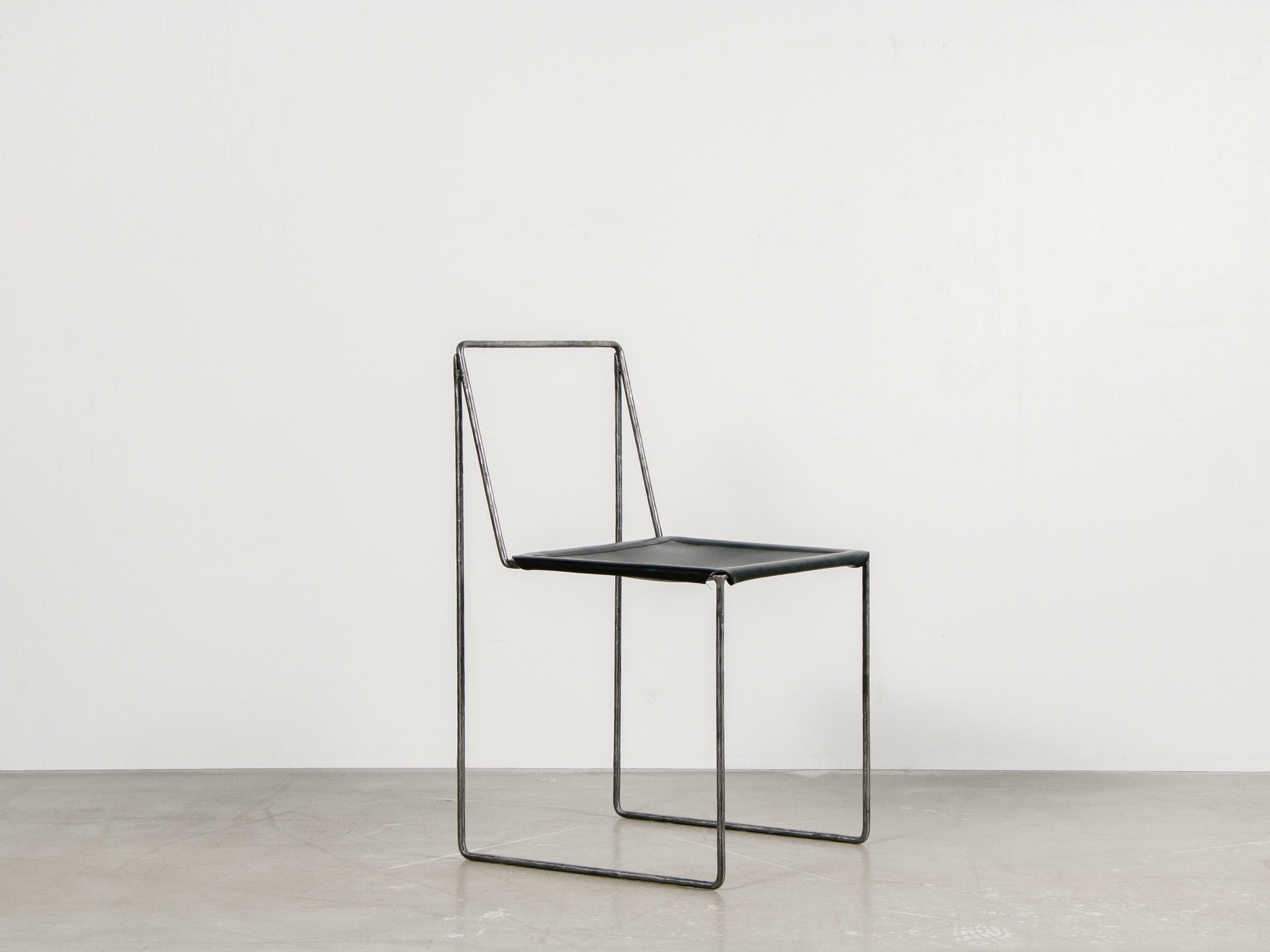 Minimalist Unique Design Black Iron Chair Leather Seat by Lucas Tyra Morten 7