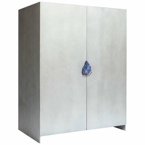 Oxidized Waxed aluminium Cabinet with Lapis Lazuli Stone 1