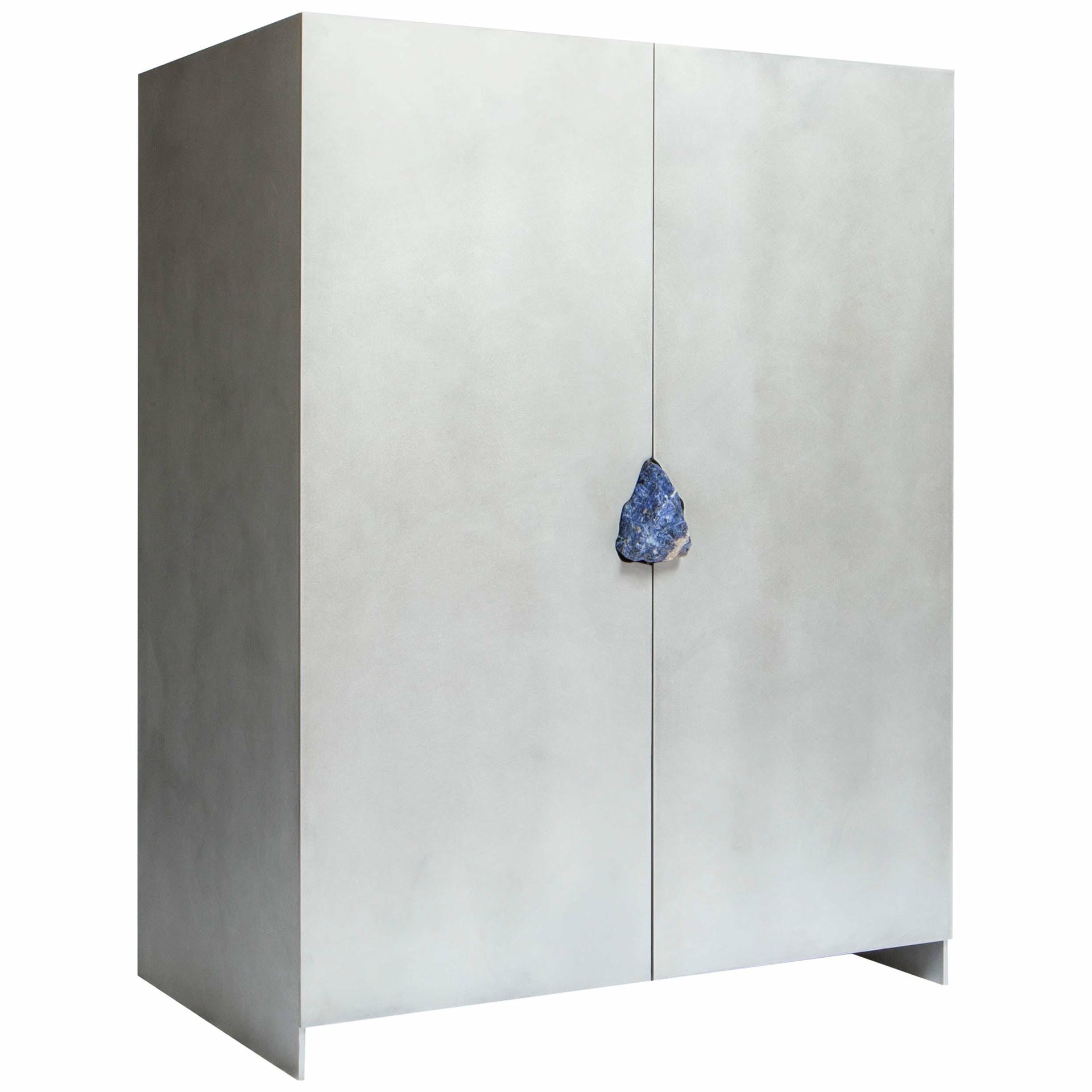 Oxidized Waxed aluminium Cabinet with Lapis Lazuli Stone 1