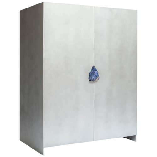 Oxidized Waxed aluminium Cabinet with Lapis Lazuli Stone 1