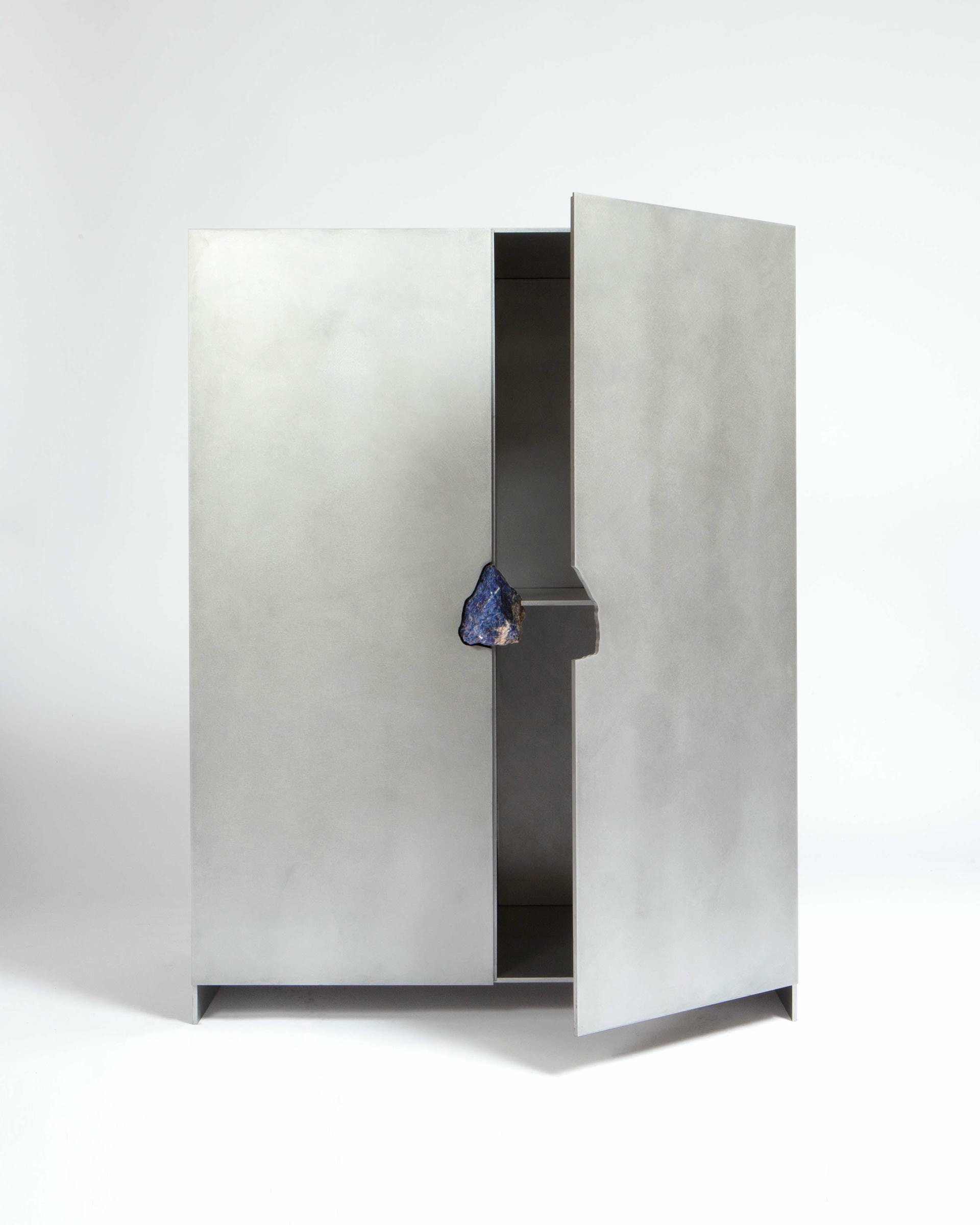 Oxidized Waxed aluminium Cabinet with Lapis Lazuli Stone 2