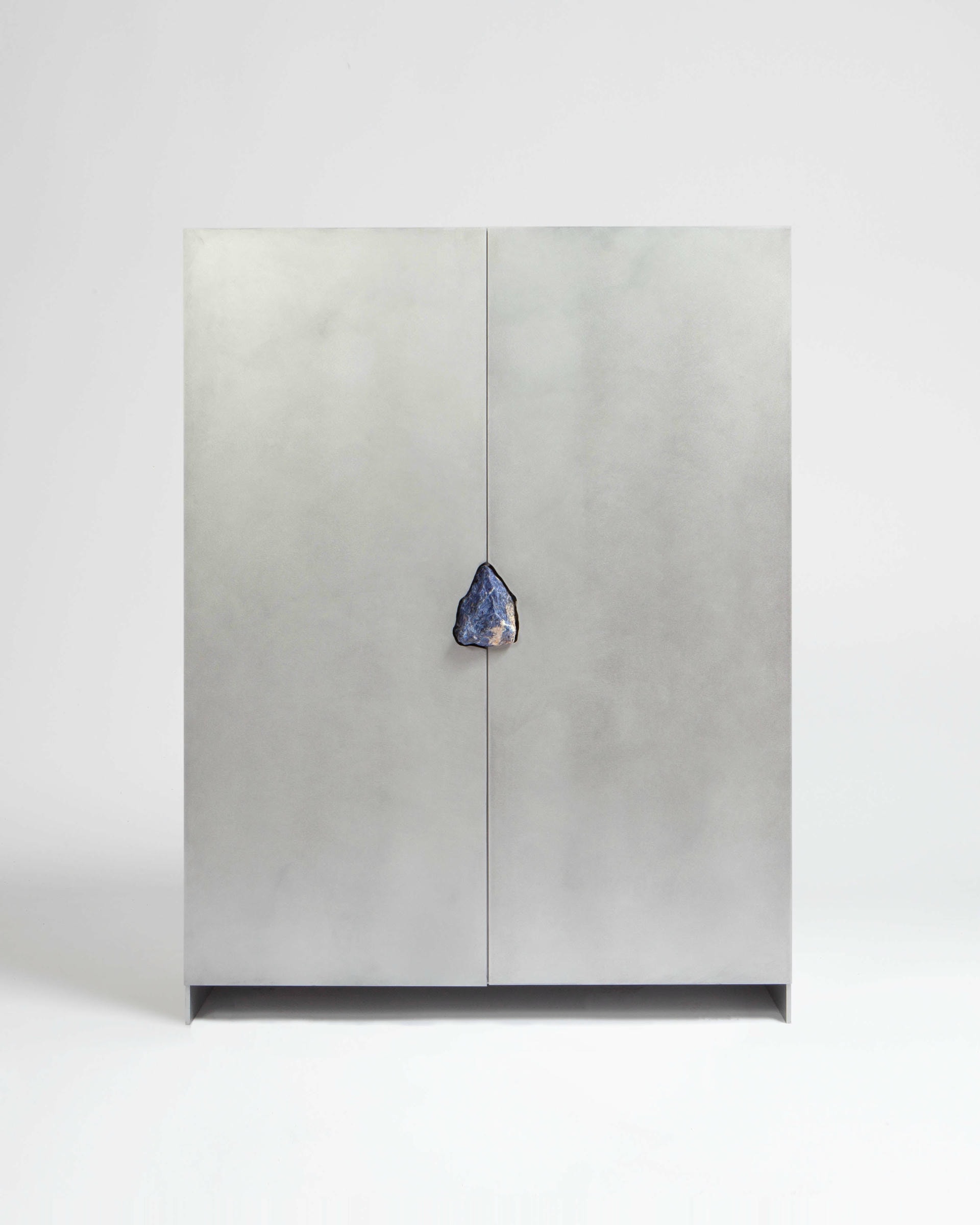 Oxidized Waxed aluminium Cabinet with Lapis Lazuli Stone 3