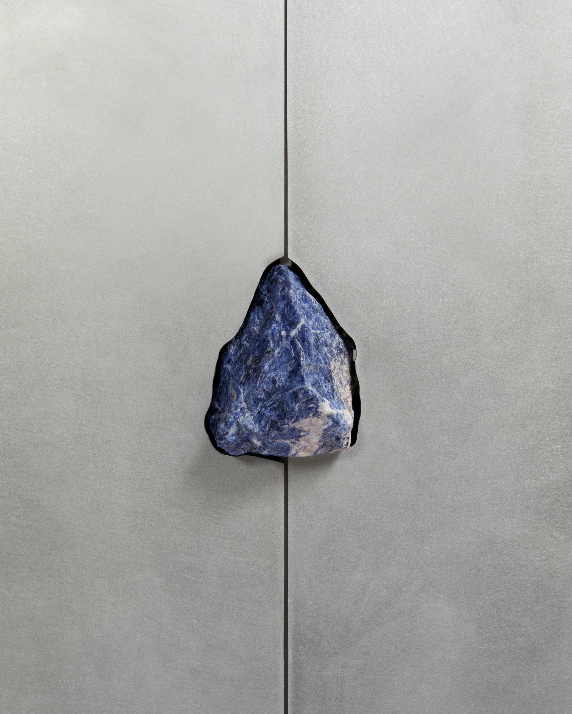 Oxidized Waxed aluminium Cabinet with Lapis Lazuli Stone 4