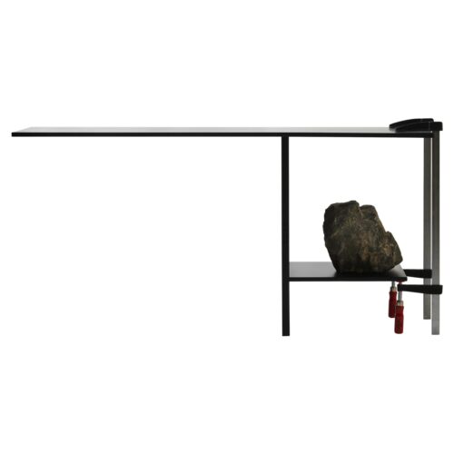 Powder Coated Steel Balance Table by Lee Sisan with Natural Stone Red Tassels 1
