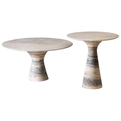 Refined Set of 2 Contemporary Marble Side Tables