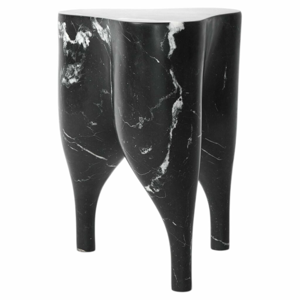 Unique Playful Cha Cha Cha Black Marble Stool by Pietro Franceschini