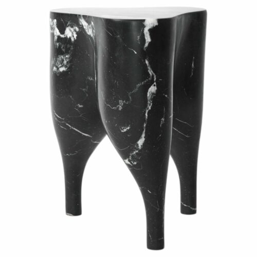 Unique Playful Cha Cha Cha Black Marble Stool by Pietro Franceschini