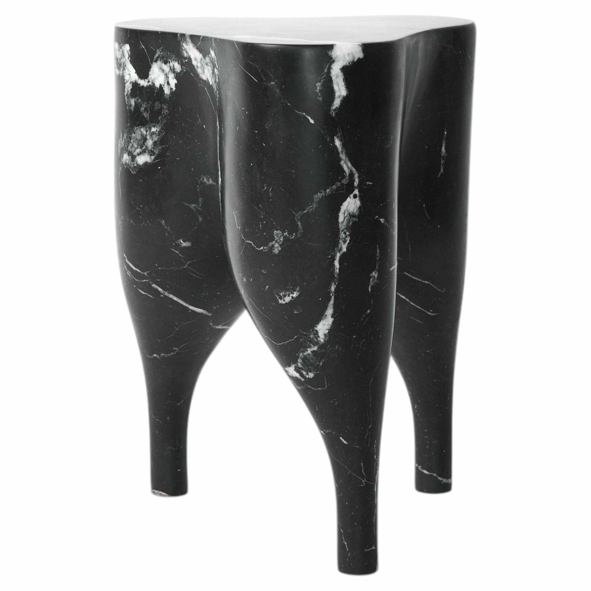 Unique Playful Cha Cha Cha Black Marble Stool by Pietro Franceschini