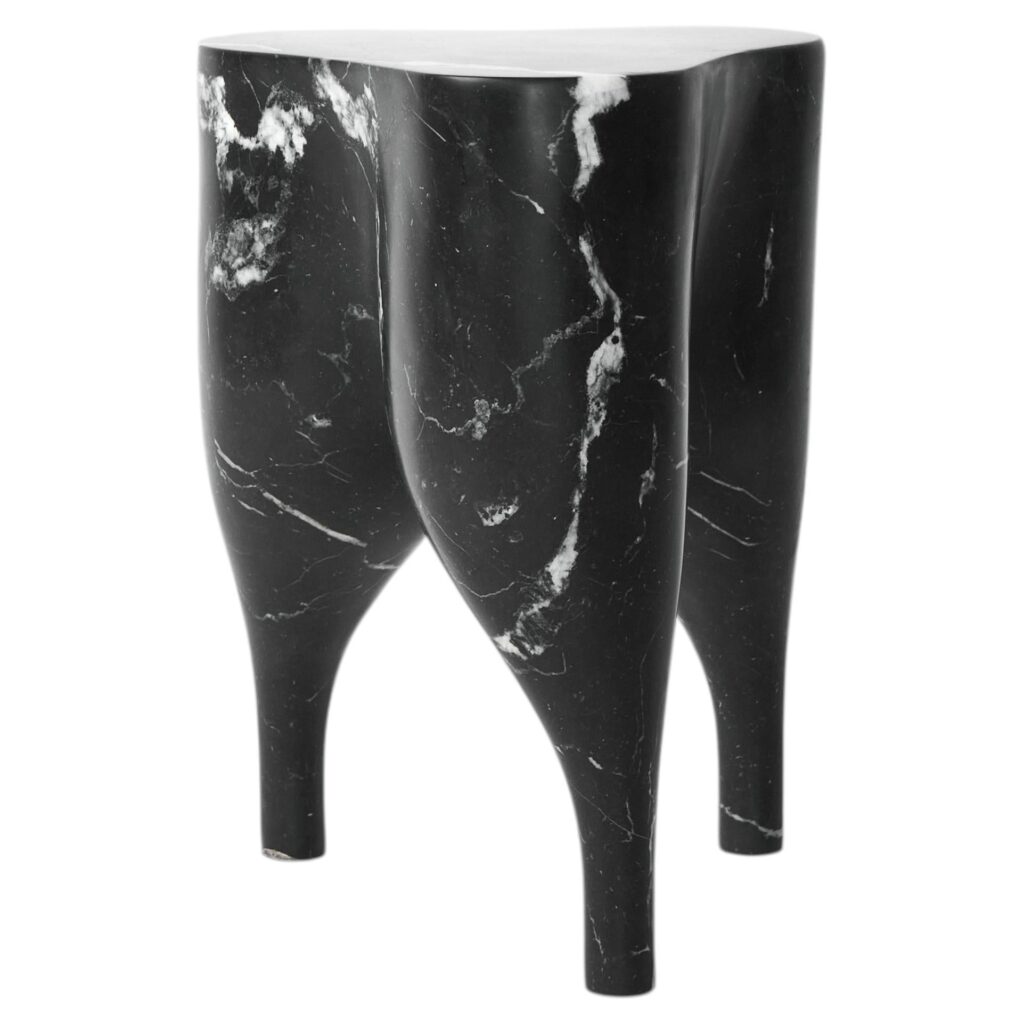 Unique Playful Cha Cha Cha Black Marble Stool by Pietro Franceschini