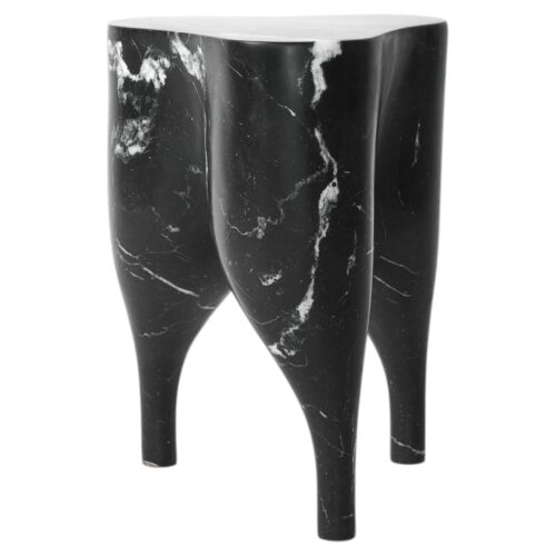 Unique Playful Cha Cha Cha Black Marble Stool by Pietro Franceschini